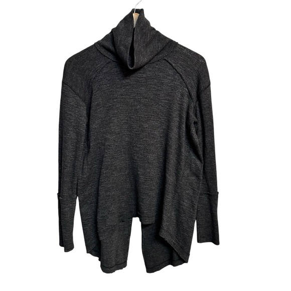 Free People We The Free Women's Charcoal Gray Split Back‎ Turtleneck Sweater S - Picture 1 of 9